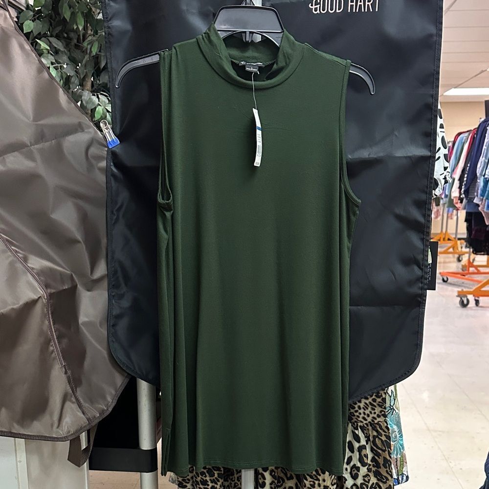 New Directions Forest Green Mock Neck Tank Top